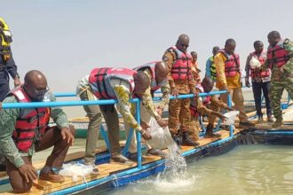 Au Burkina, des anciens éléments des Forces armées reçoivent des kits de pisciculture de cages flottantes