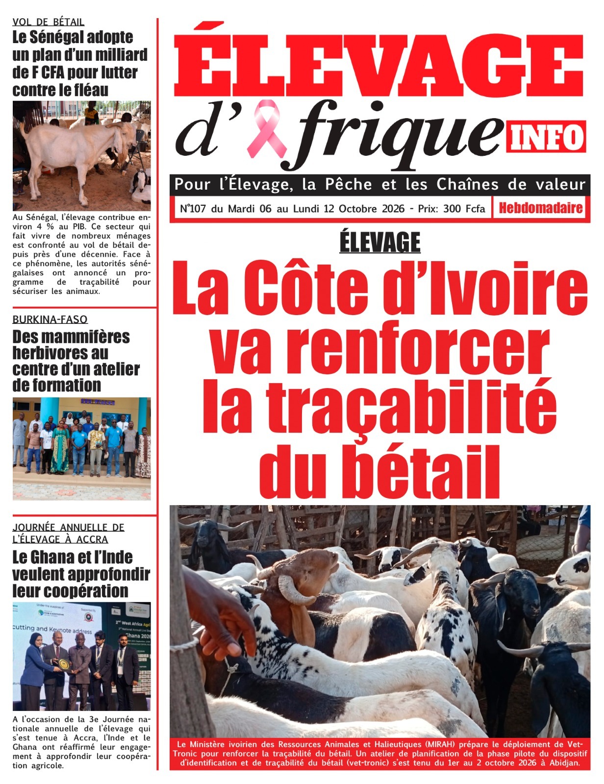 ElElevage d'Afrique Info N°107 du 06 au 12 Octobre 2026