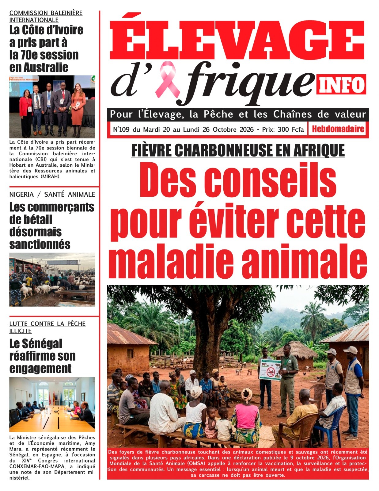 Elevage d'Afrique Info N°109 du 20 au 26 Octobre 2026